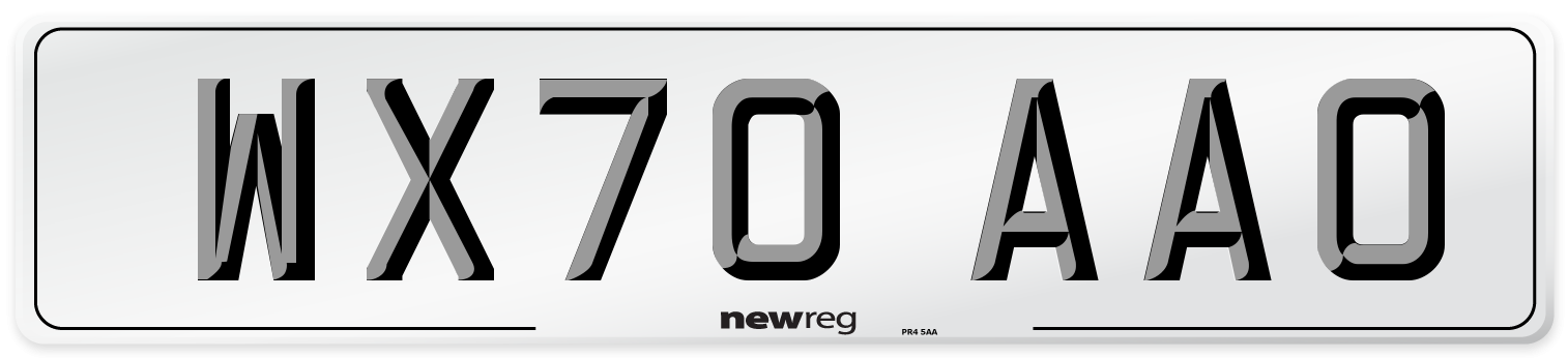 WX70 AAO Front Number Plate