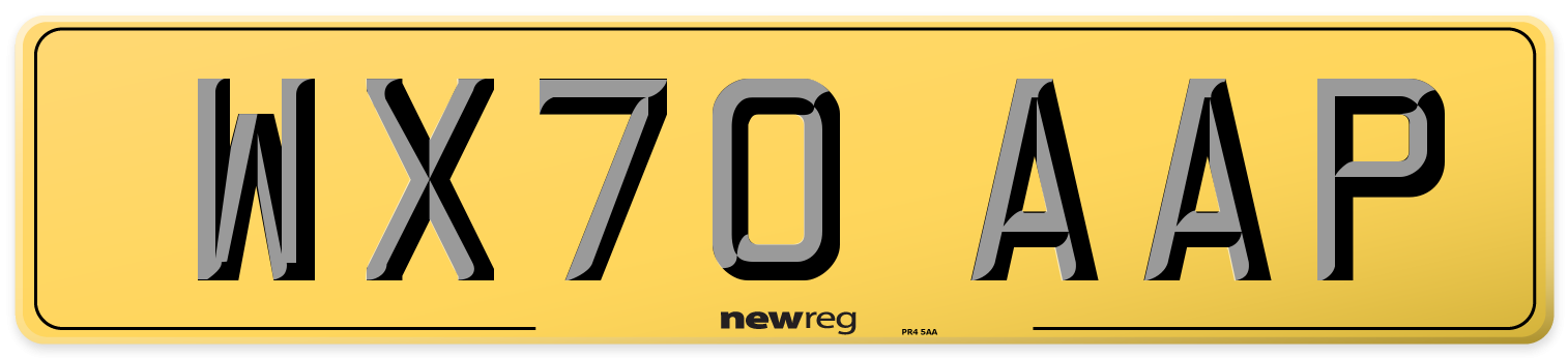 WX70 AAP Rear Number Plate