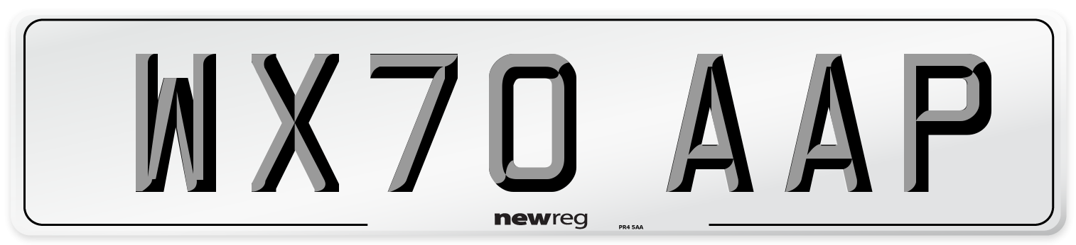 WX70 AAP Front Number Plate