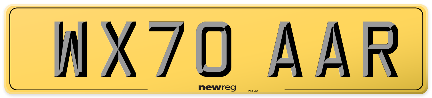 WX70 AAR Rear Number Plate