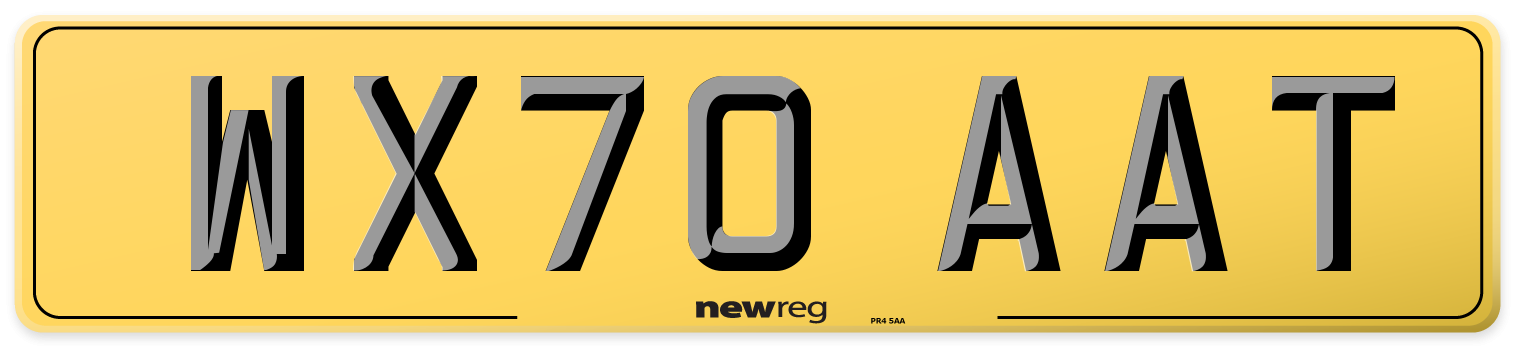 WX70 AAT Rear Number Plate