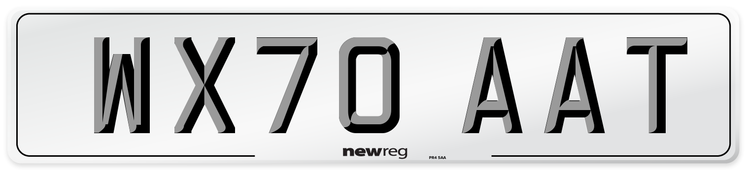 WX70 AAT Front Number Plate
