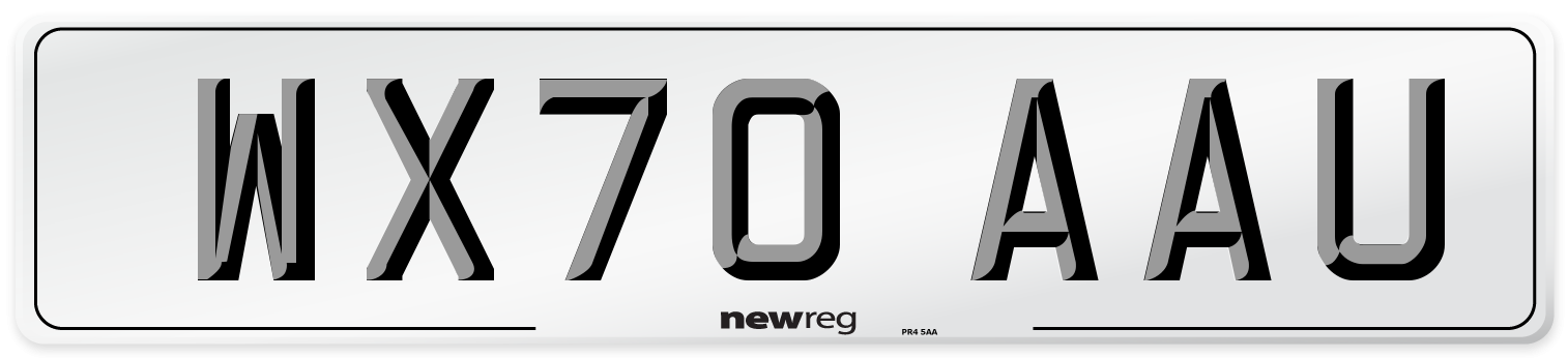 WX70 AAU Front Number Plate