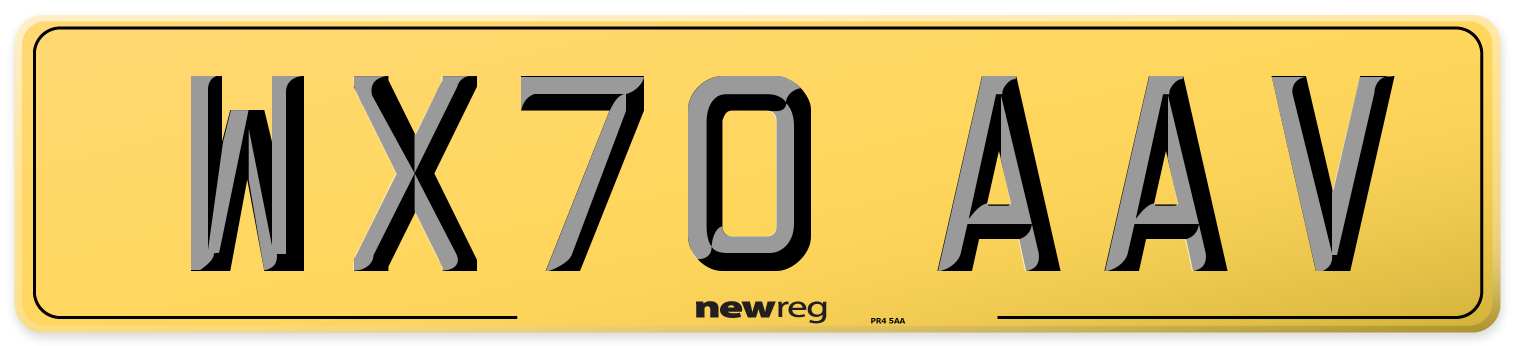 WX70 AAV Rear Number Plate