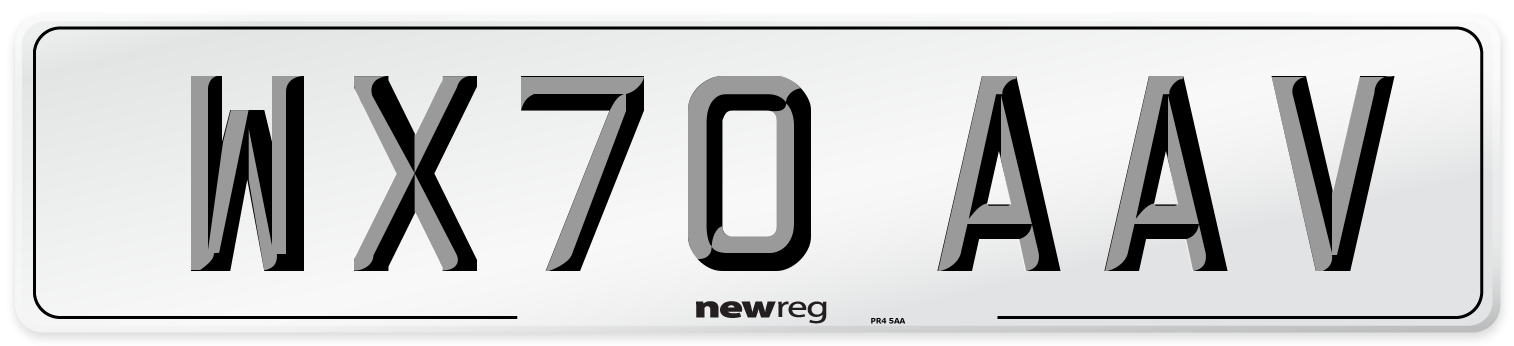 WX70 AAV Front Number Plate