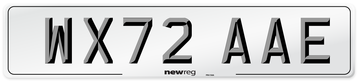 WX72 AAE Front Number Plate