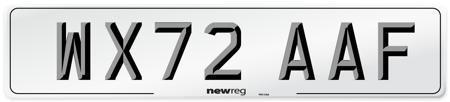 WX72 AAF Front Number Plate