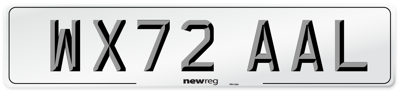 WX72 AAL Front Number Plate