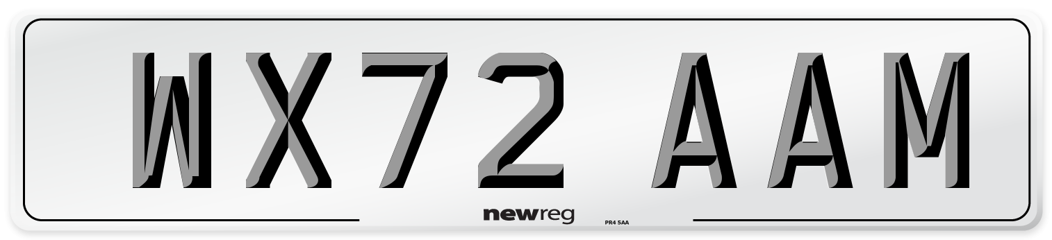 WX72 AAM Front Number Plate