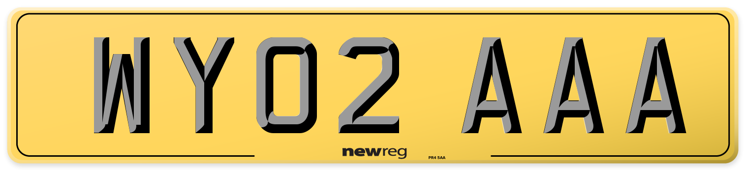 WY02 AAA Rear Number Plate