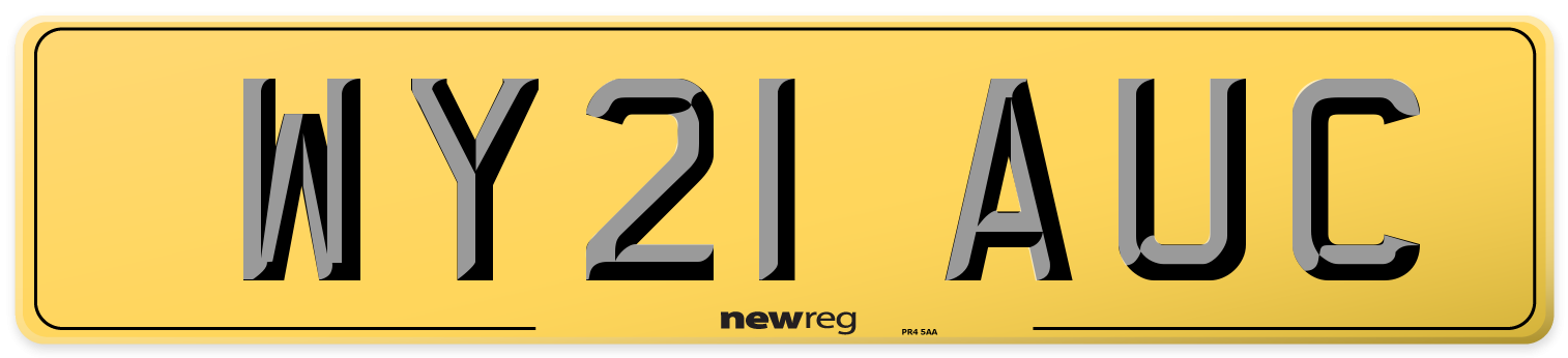 WY21 AUC Rear Number Plate