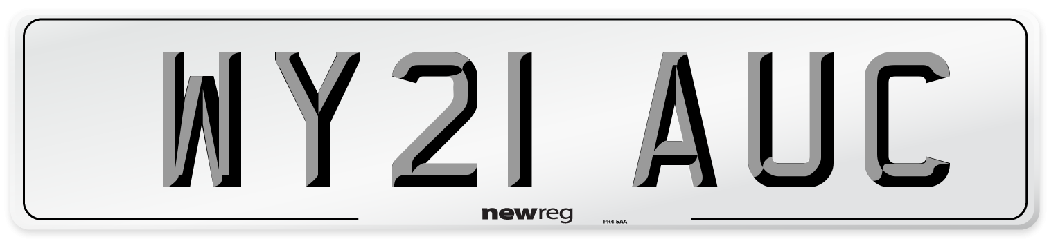 WY21 AUC Front Number Plate