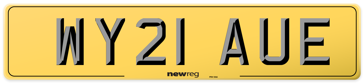 WY21 AUE Rear Number Plate