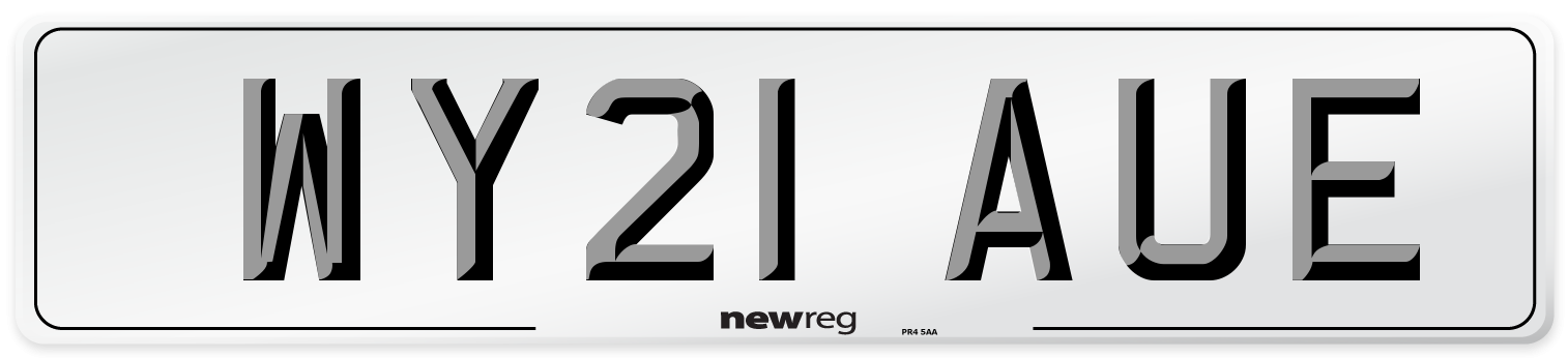 WY21 AUE Front Number Plate