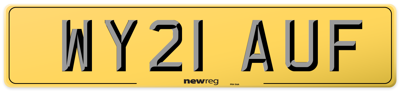 WY21 AUF Rear Number Plate