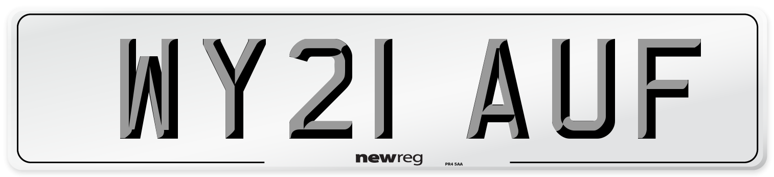 WY21 AUF Front Number Plate