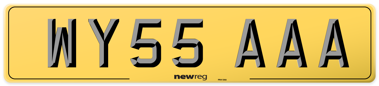 WY55 AAA Rear Number Plate