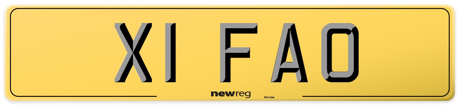 X1 FAO Rear Number Plate