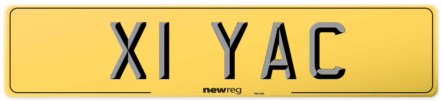 X1 YAC Rear Number Plate