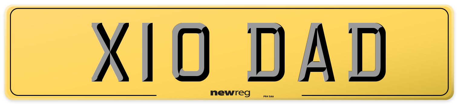 X10 DAD Rear Number Plate