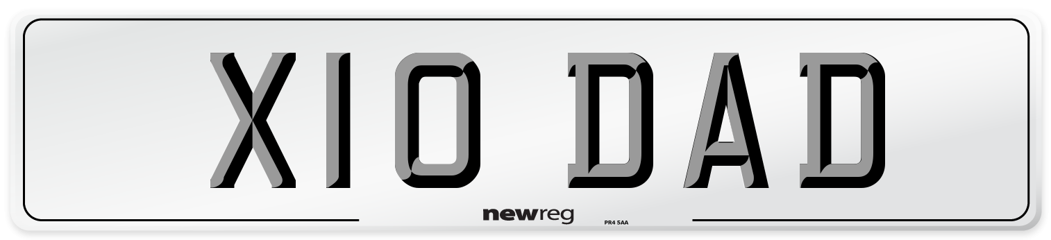 X10 DAD Front Number Plate