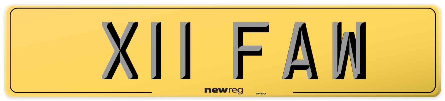 X11 FAW Rear Number Plate