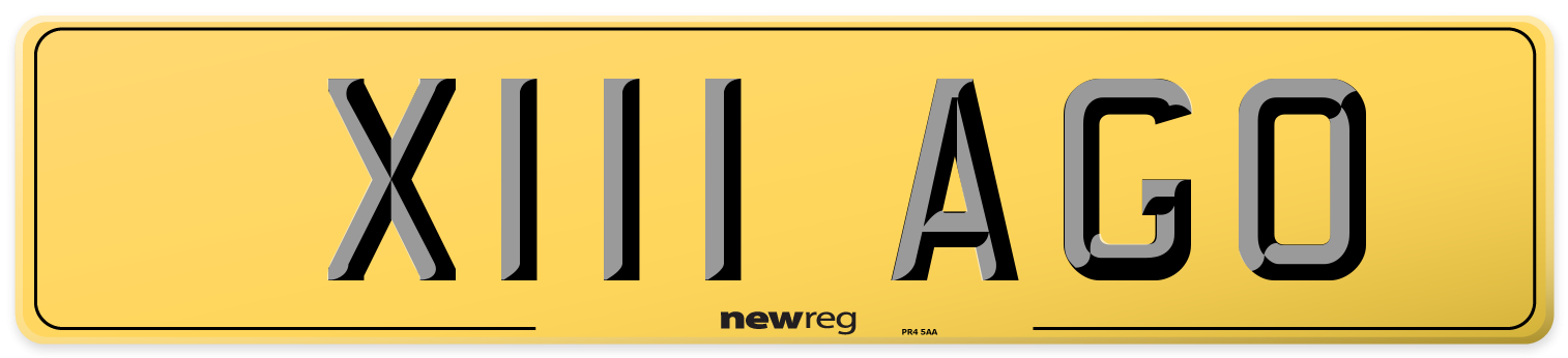 X111 AGO Rear Number Plate