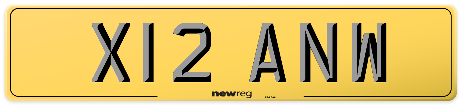 X12 ANW Rear Number Plate