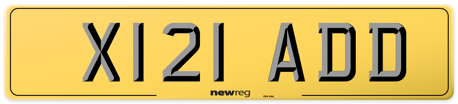 X121 ADD Rear Number Plate