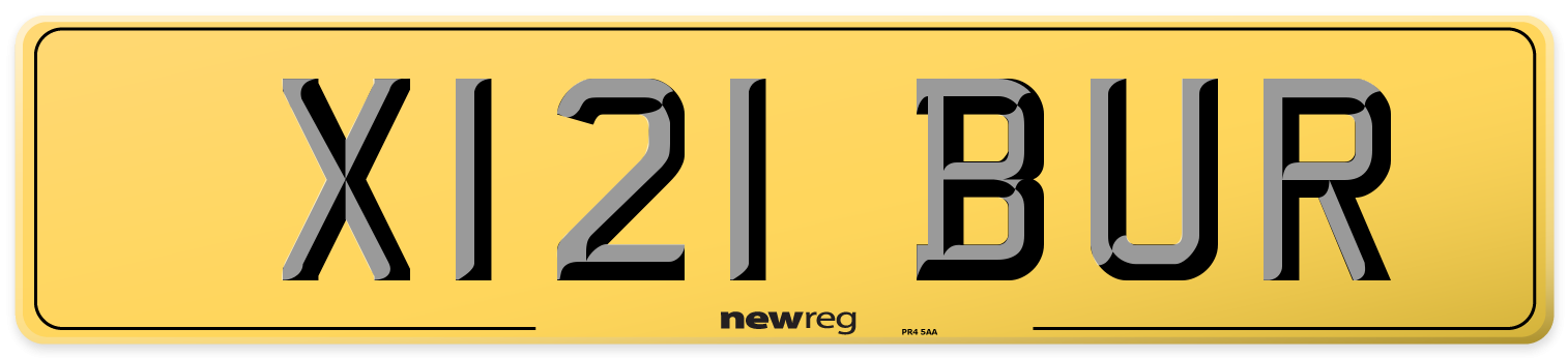 X121 BUR Rear Number Plate