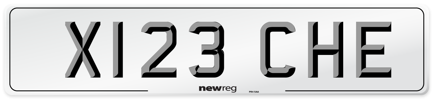 X123 CHE Front Number Plate