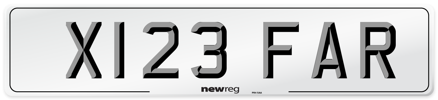 X123 FAR Front Number Plate