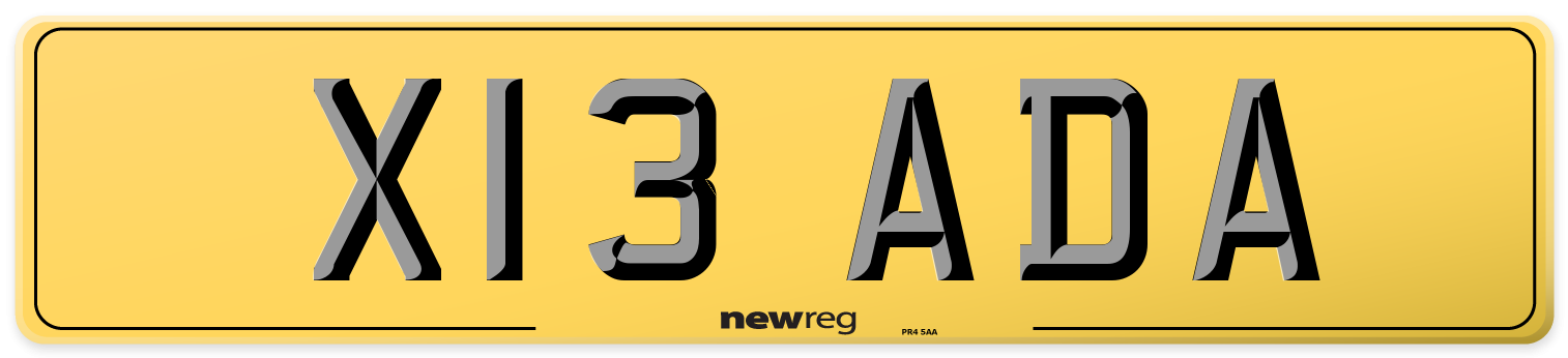 X13 ADA Rear Number Plate