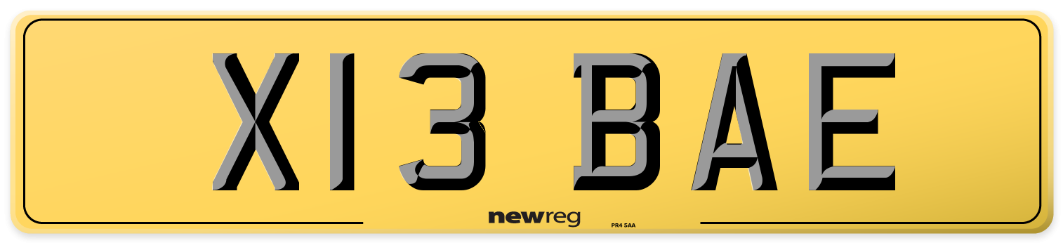 X13 BAE Rear Number Plate