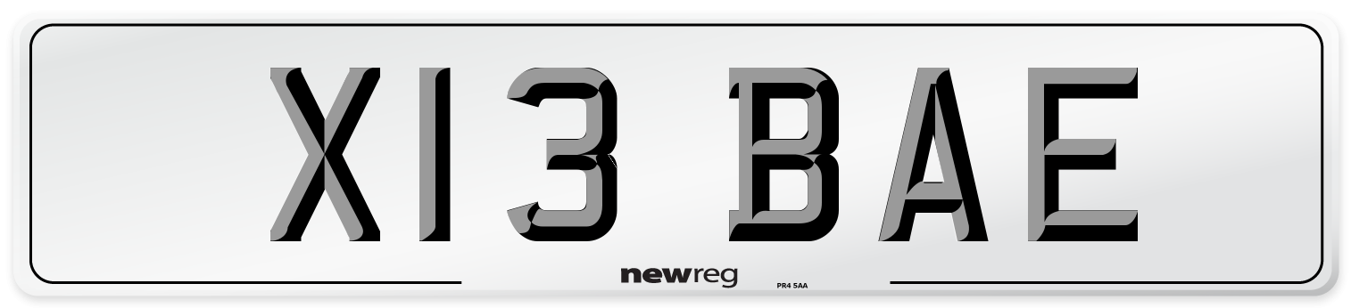 X13 BAE Front Number Plate