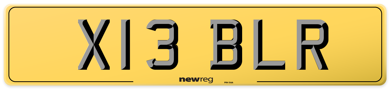 X13 BLR Rear Number Plate