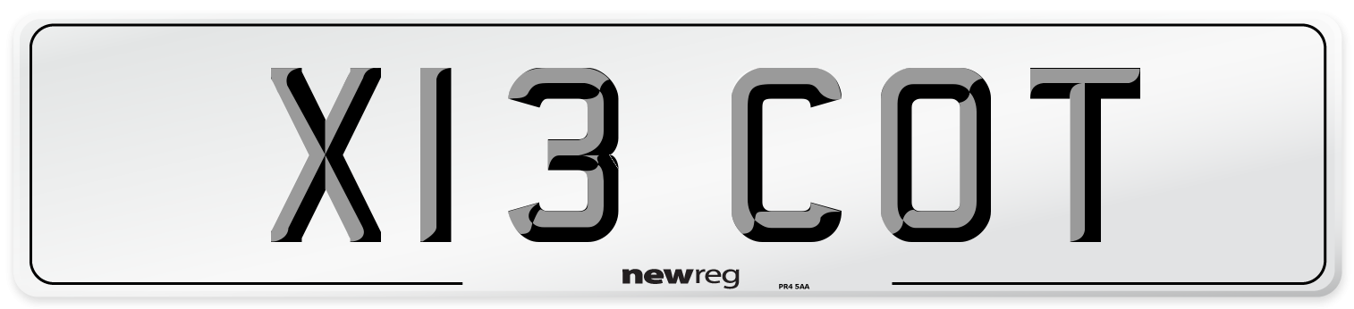 X13 COT Front Number Plate