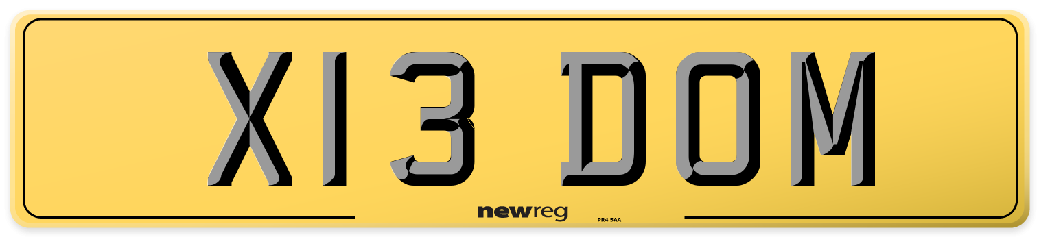X13 DOM Rear Number Plate