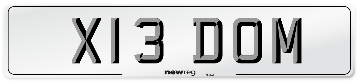 X13 DOM Front Number Plate