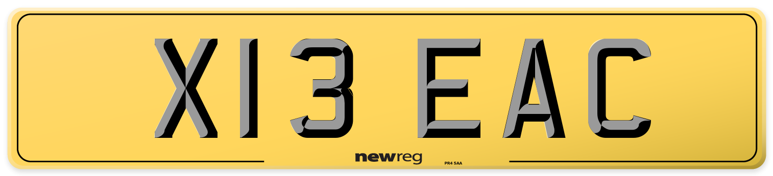 X13 EAC Rear Number Plate