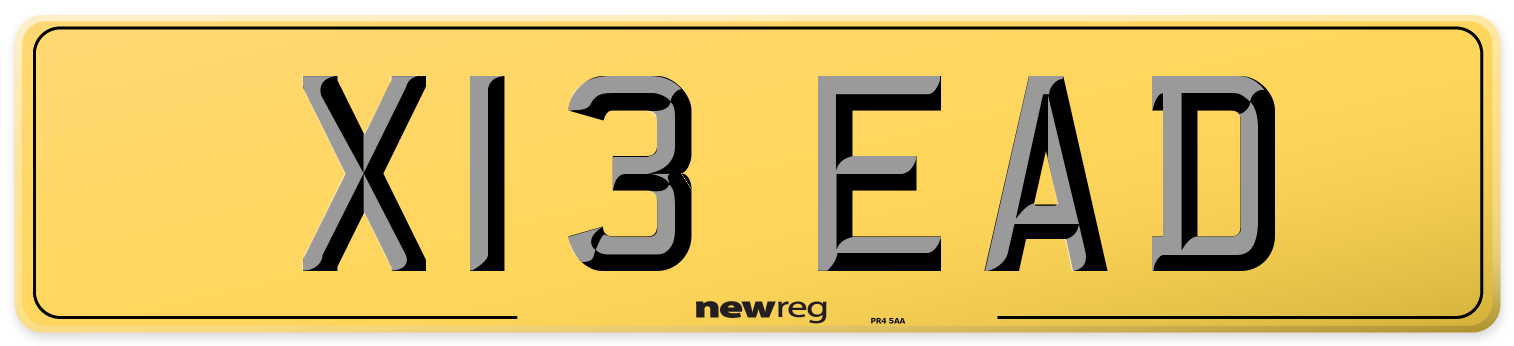 X13 EAD Rear Number Plate