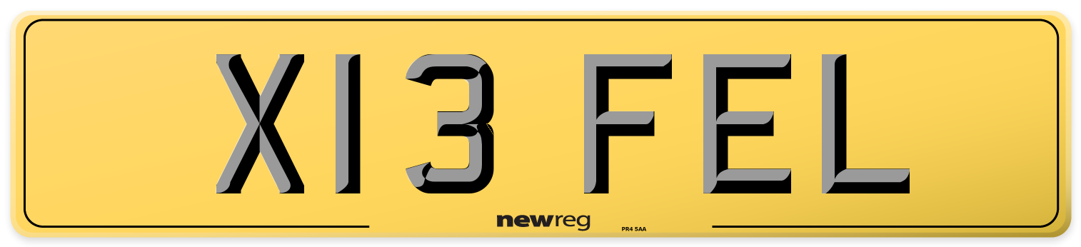 X13 FEL Rear Number Plate