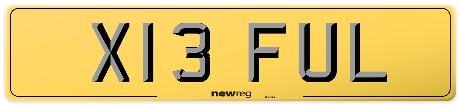 X13 FUL Rear Number Plate