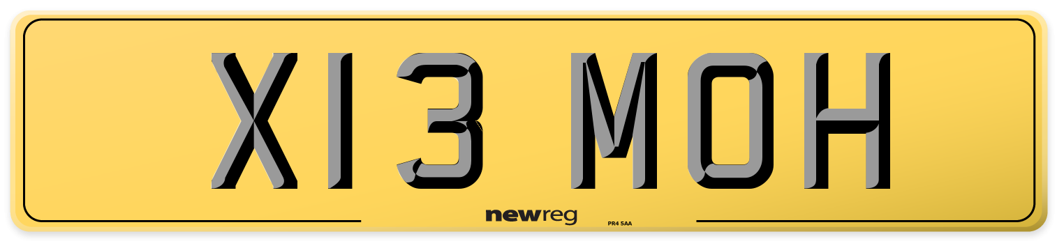 X13 MOH Rear Number Plate