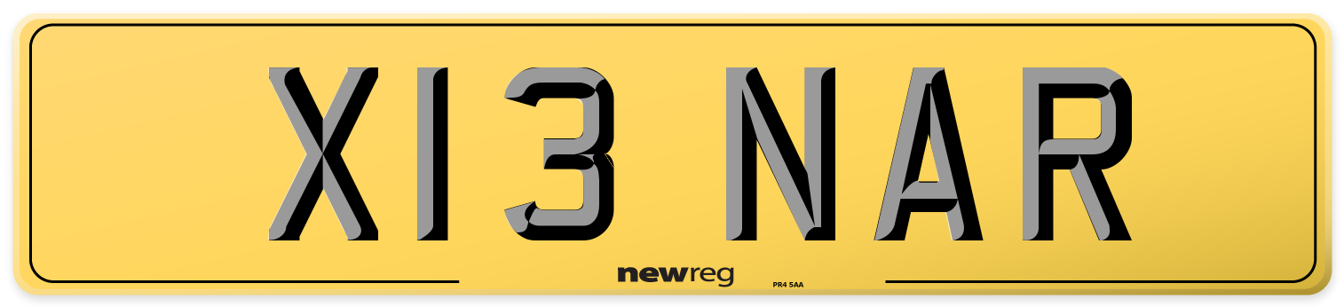 X13 NAR Rear Number Plate