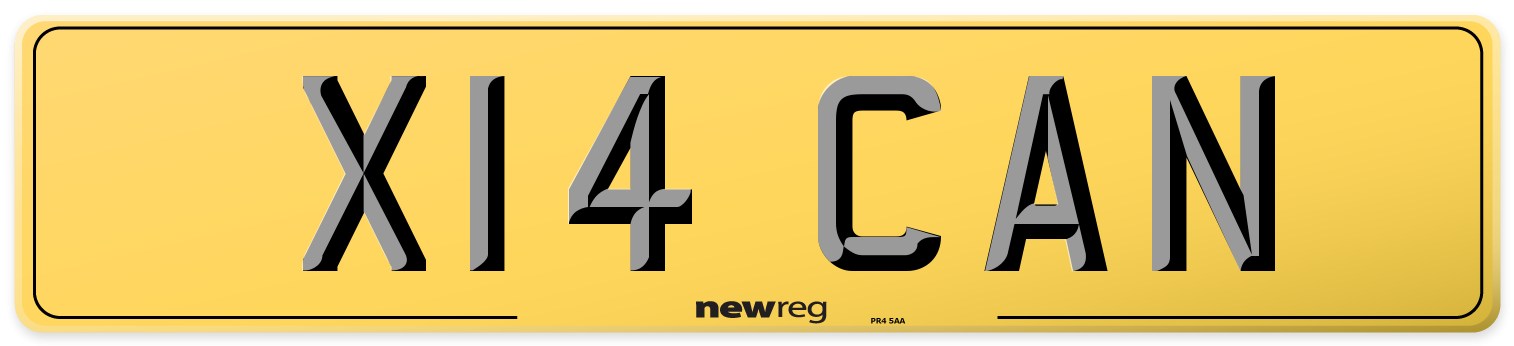 X14 CAN Rear Number Plate