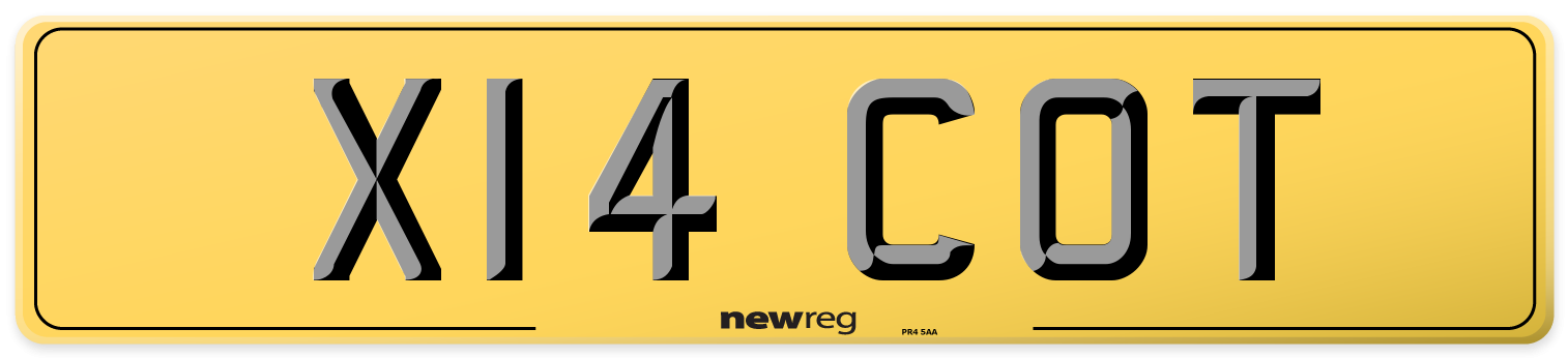 X14 COT Rear Number Plate