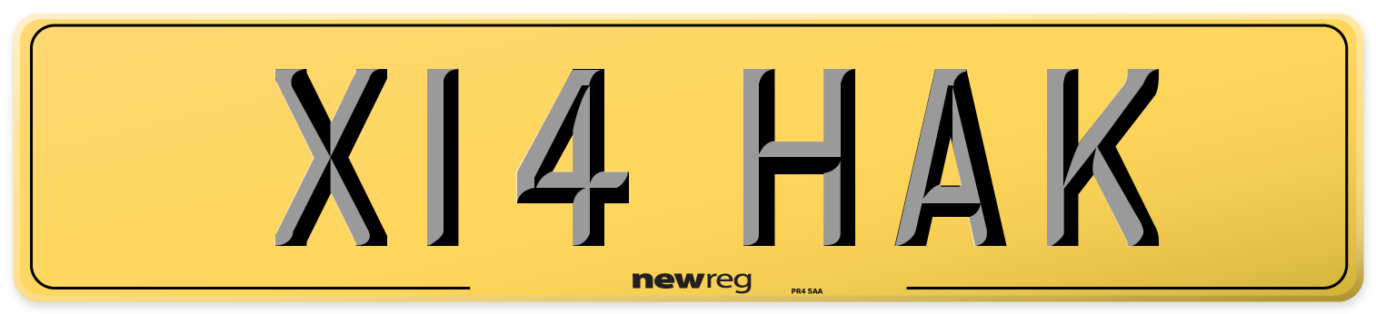 X14 HAK Rear Number Plate
