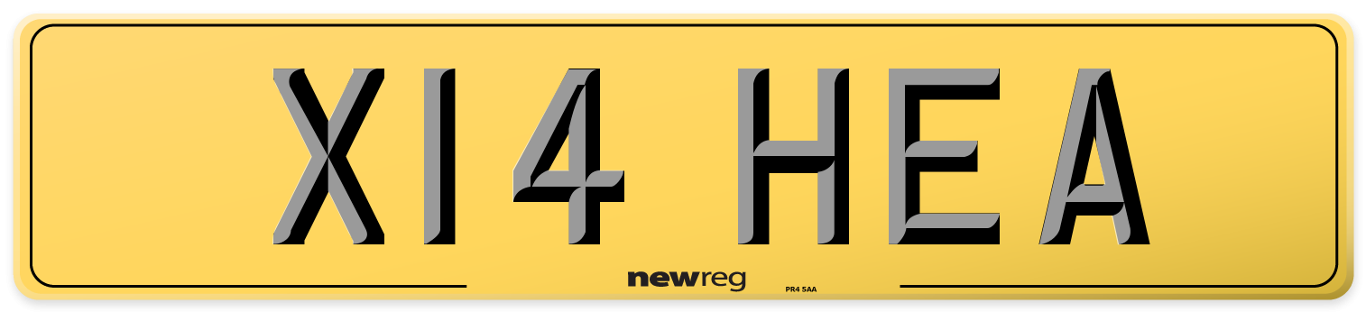 X14 HEA Rear Number Plate