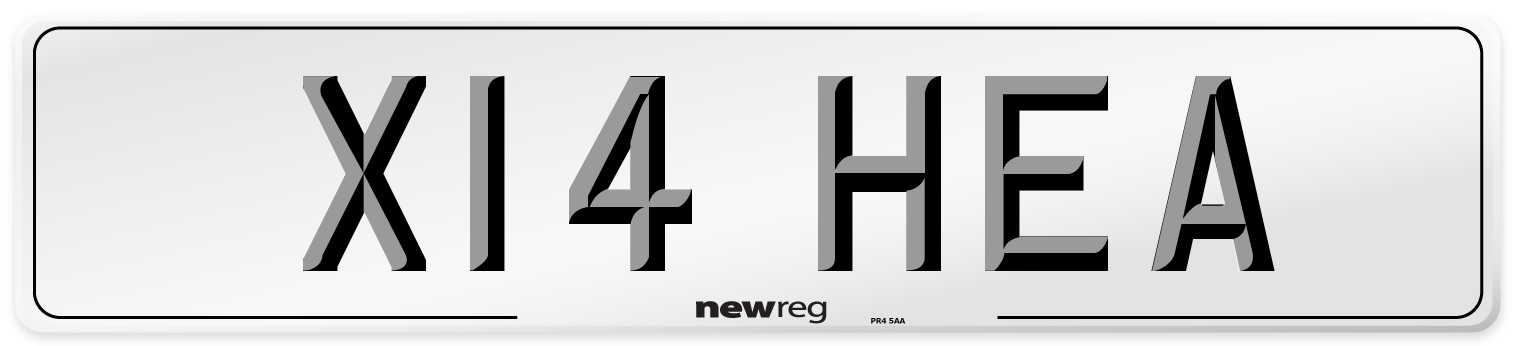 X14 HEA Front Number Plate